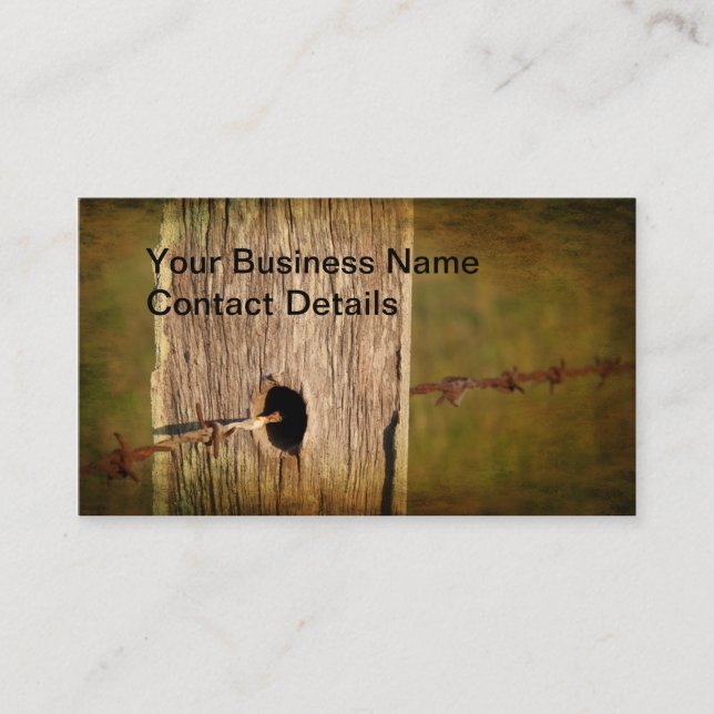 Fence Post and Barbed Wire Business Card (Front)