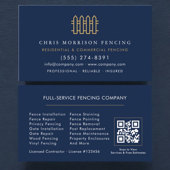 Fence Repair Fencing QR Code Business Card (Creator Uploaded)
