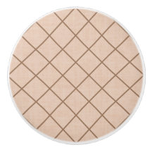 Fenced In Beige and Brown Ceramic Knob Pull