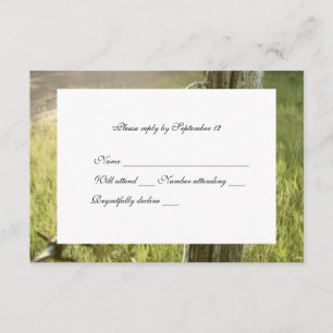 Fencepost, Barbed Wire Rustic rsvp with envelope