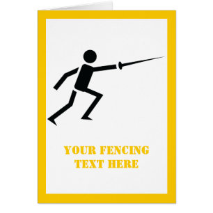 Fencer black silhouette, sword vertical card