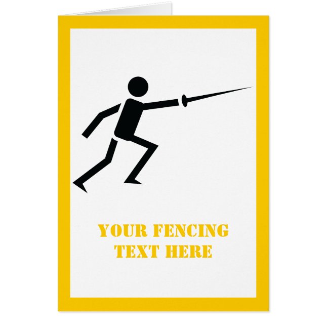 Fencer black silhouette, sword vertical card (Front)