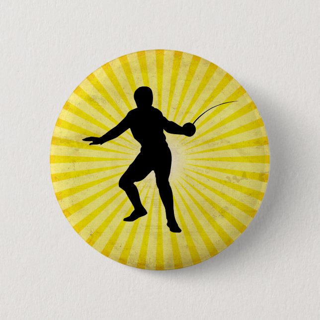 Fencer; Fencing; yellow 6 Cm Round Badge (Front)
