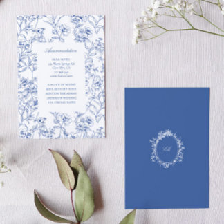 Fench Blue Chinoiserie Toile Wedding Accommodation Enclosure Card
