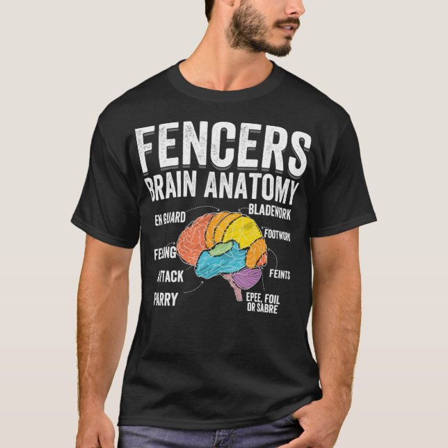 Fencing Brain Anatomy - Funny Fencer Slogan Pun Gi T-Shirt (Front)