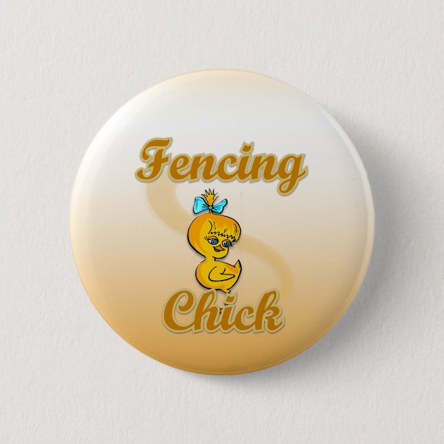 Fencing Chick 6 Cm Round Badge (Front)