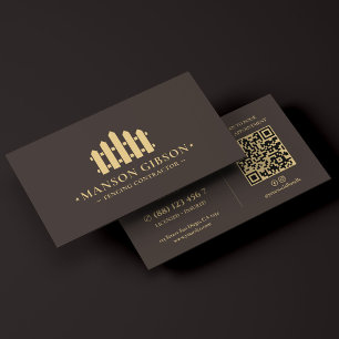 Fencing Contractor Fence Logo Espresso Modern QR Business Card