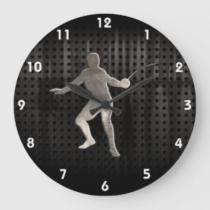 Fencing; Cool Black Large Clock