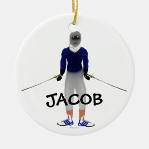 Fencing Duel Cartoon Ceramic Ornament
