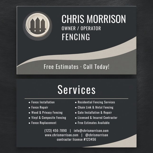 Fencing Fence Builder Repair Professional Business Card (Creator Uploaded)