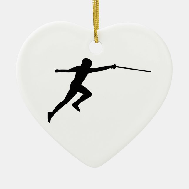 Fencing fencer ceramic tree decoration (Front)