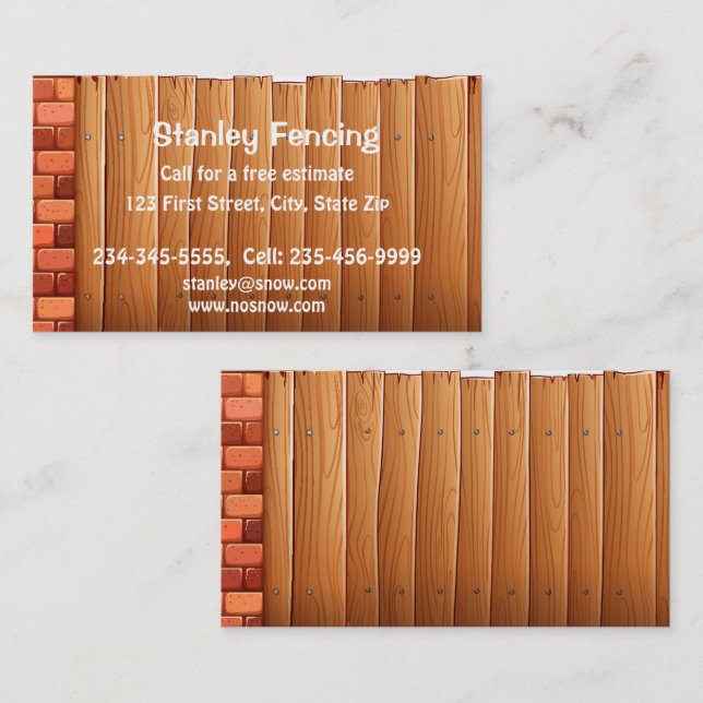 Fencing Fences Custom  Business Card (Front/Back)