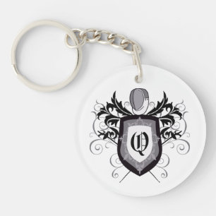 Fencing Foil White Crest Keychain