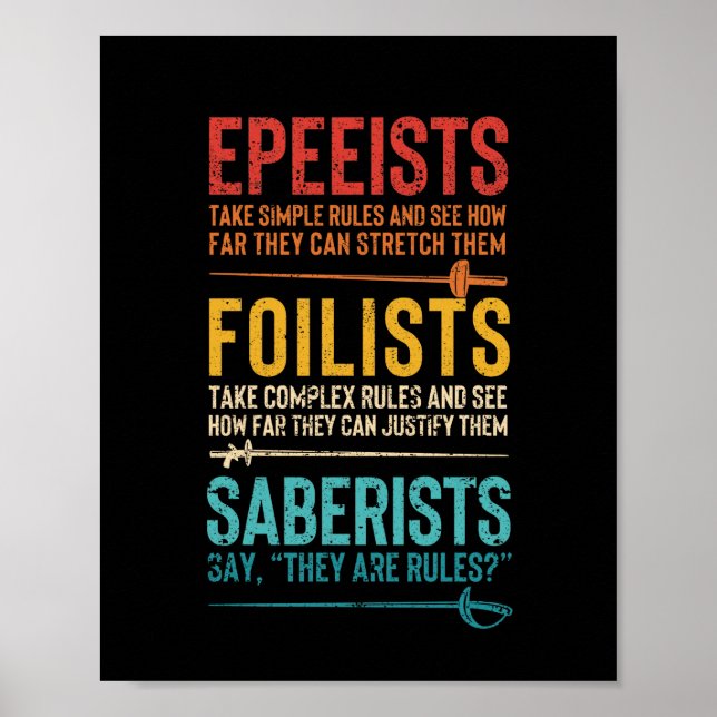 Fencing funny epee foil sabre epee fighter poster (Front)