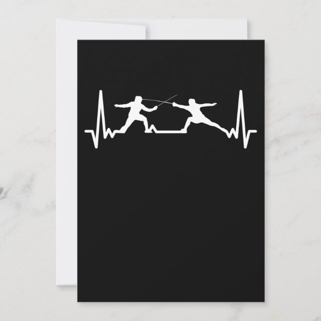 Fencing Game gamer fencer sport cardiogram fencing Invitation (Front)