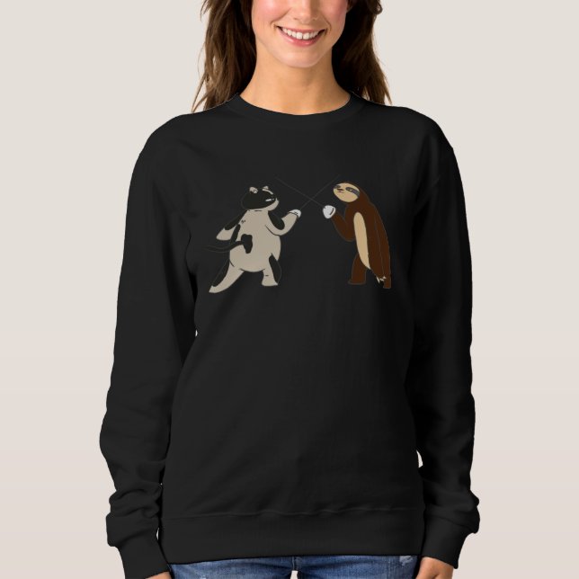 fencing lazy sloth cat sweatshirt (Front)