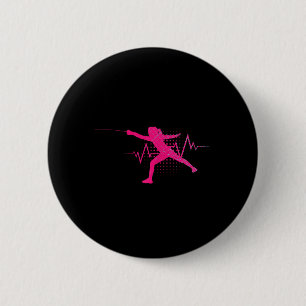 Fencing Lover Heartbeat Fencing Sport Women Girls 6 Cm Round Badge