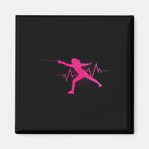 Fencing Lover Heartbeat Fencing Sport Women Girls  Magnet