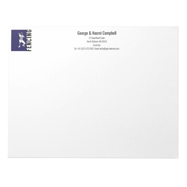 Fencing Notepad (Front)