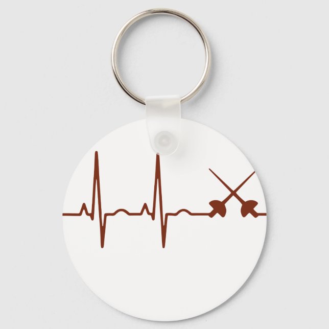 Fencing Sabre Shirt - Sabre Style Fencing Heartbea Key Ring (Front)