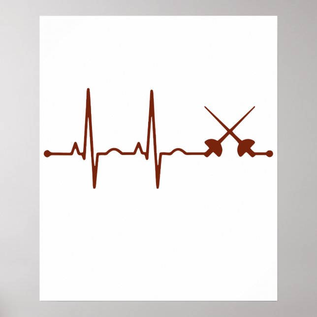 Fencing Sabre Shirt - Sabre Style Fencing Heartbea Poster (Front)