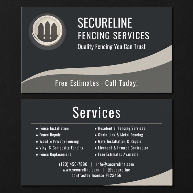 Fencing Services Business Card (Creator Uploaded)