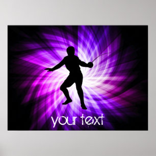 Fencing Silhouette; purple Poster