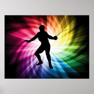 Fencing Silhouette; Spectrum Poster
