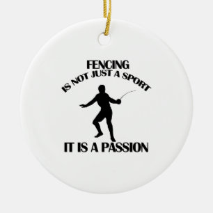 FENCING sports designs Ceramic Tree Decoration