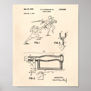 Fencing Swords 1970 Patent Art Old Peper Poster