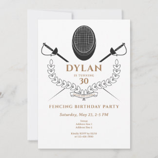 Fencing Tournament Foil Épée Sabre Birthday Party Invitation