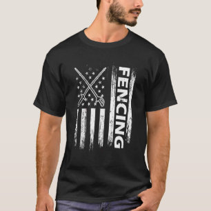 Fencing Us American Flag Fencer Sabre Rapier Duel  T-Shirt