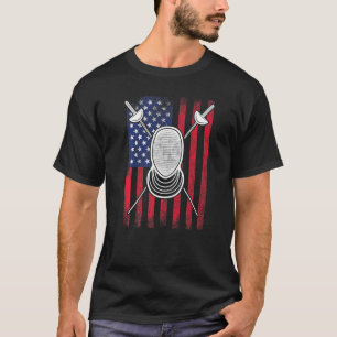 Fencing Usa Flag Patriotic Fencer T-Shirt