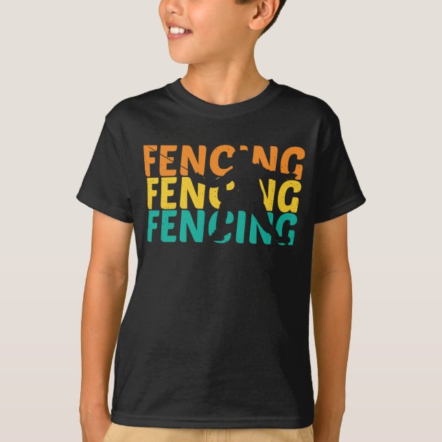 Fencing vintage fencer retro fence silhouette T-Shirt (Front)