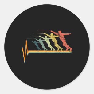 Fencing Vintage Heartbeat Gift Love Gift Classic Round Sticker