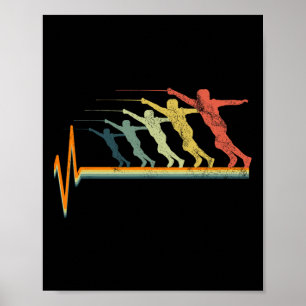 Fencing Vintage Heartbeat Gift Love Gift  Poster