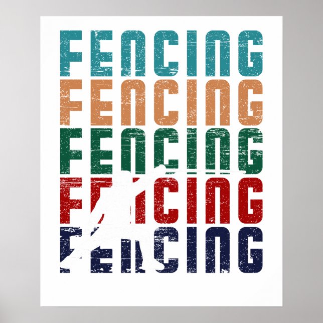 Fencing Vintage Retro Design Fencer Poster (Front)