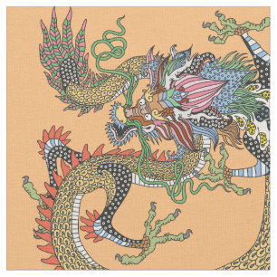 Feng Huang and Chinese dragon Fabric