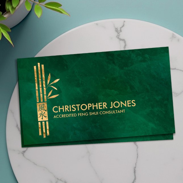Feng Shui Calligraphy Symbol Lucky Bamboo Business Card (Creator Uploaded)