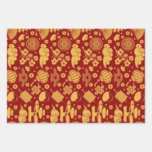Feng Shui Chic for Year of the Dragon Chinese Red Wrapping Paper Sheet