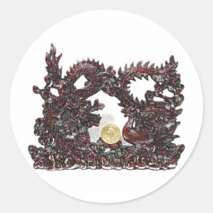 Feng Shui Dragon & Phoenix Classic Round Sticker