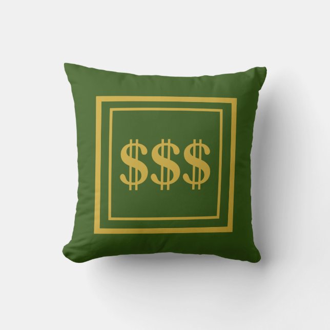 Feng Shui Prosperity Green & Gold Throw Pillow (Front)