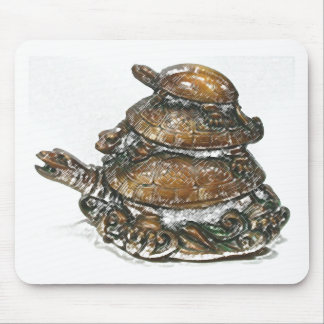 Feng Shui Triple Turtle - Gold Mouse Pad