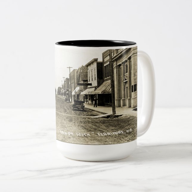 Fenimore Wisconsin South Main Street Circa 1900   Two-Tone Coffee Mug (Front Right)