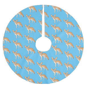 Fennec fox cartoon illustration  brushed polyester tree skirt