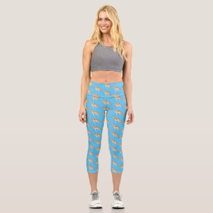 Fennec fox cartoon illustration capri leggings