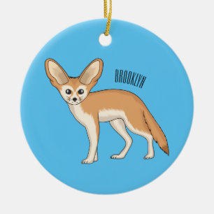 Fennec fox cartoon illustration  ceramic ornament