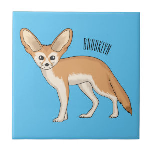 Fennec fox cartoon illustration ceramic tile