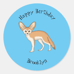 Fennec fox cartoon illustration  classic round sticker
