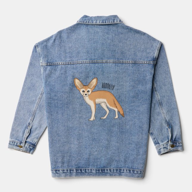 Fennec fox cartoon illustration  denim jacket (Back)